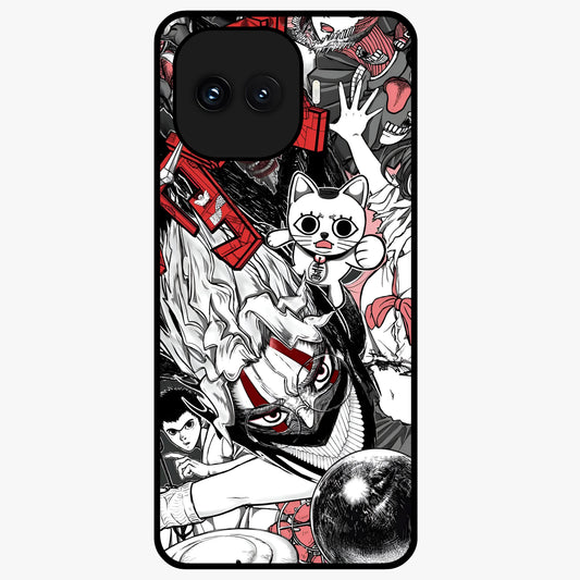 Crimson Chaos Panel Glass Case showing flat back view with bold crimson abstract artwork and glossy glass finish.