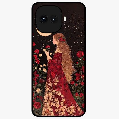 Crimson Dreams Glass Case showing flat back view with dreamy crimson artwork and glossy glass finish.