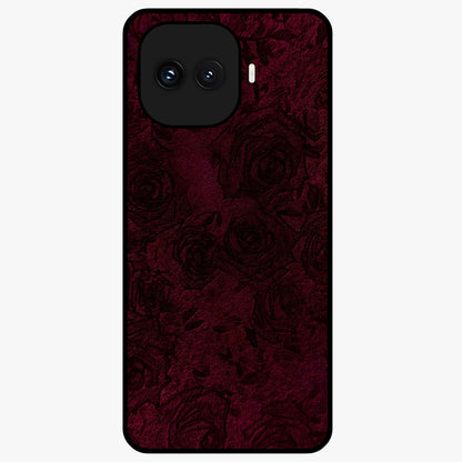 Crimson Fade Flow Glass Case showing flat back view with flowing crimson gradient artwork and glossy glass finish.
