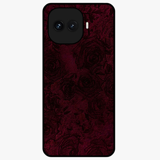 Crimson Fade Flow Glass Case showing flat back view with flowing crimson gradient artwork and glossy glass finish.