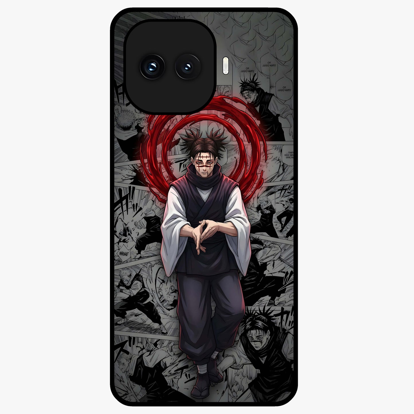 Cursed Ritual Ascension Glass Case showing flat back view with dark ritual themed artwork and glossy glass finish.