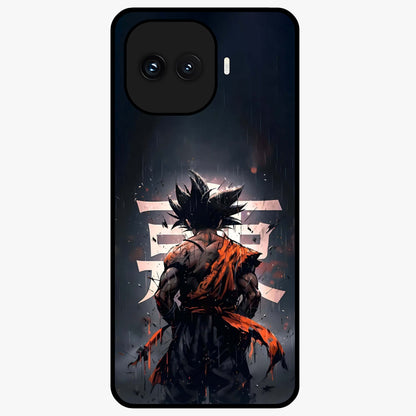 Dark Warrior In Rain Glass Case showing flat back view with warrior artwork in rainy atmosphere and glossy glass finish.