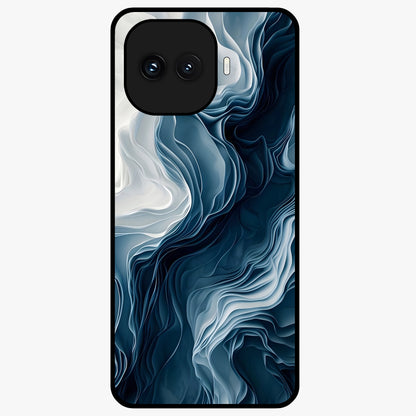 Ethereal Paper Marble Glass Case showing flat back view with soft marble paper texture artwork and glossy glass finish.
