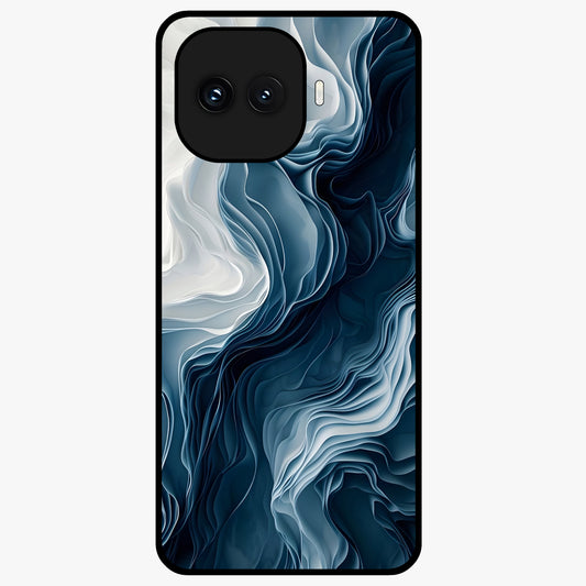 Ethereal Paper Marble Glass Case showing flat back view with soft marble paper texture artwork and glossy glass finish.