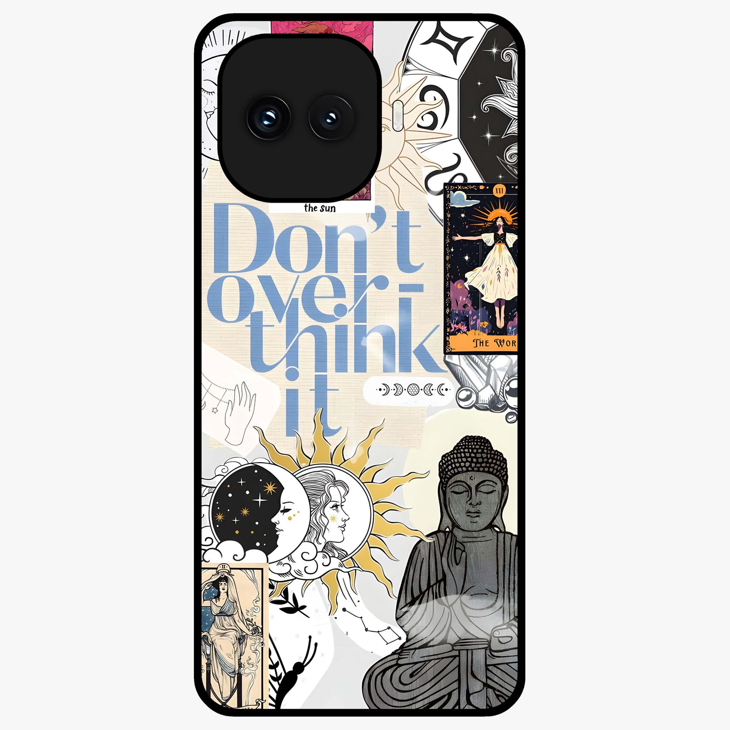 Ethereal Thoughts Glass Case showing flat back view with dreamy artistic artwork and glossy glass finish.