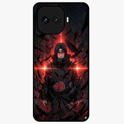 Focused Blade Discipline Glass Case showing flat back view with warrior sword themed artwork and glossy glass finish.
