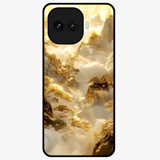 Gates Of Illumination Glass Case showing flat back view with mystical illuminated gate artwork and glossy glass finish.