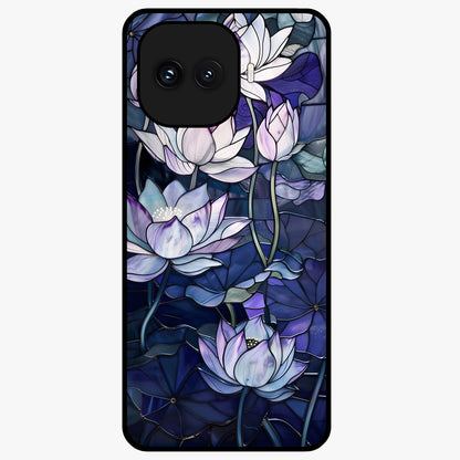 Gloss Petal Rush Glass Case showing flat back view with glossy flower petal artwork and smooth glass finish.