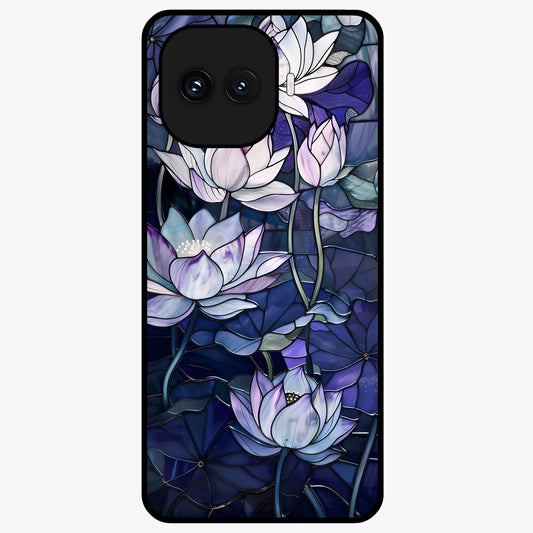 Gloss Petal Rush Glass Case showing flat back view with glossy flower petal artwork and smooth glass finish.