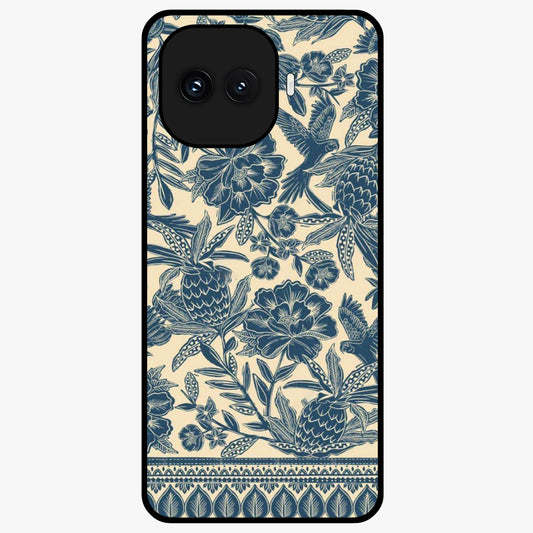 Heirloom Wild Bloom Glass Case showing flat back view with vintage inspired wild flower artwork and glossy glass finish.