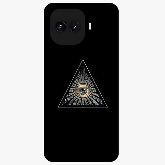 Illuminati Evil Glass Case showing flat back view with mysterious illuminati symbol artwork and glossy glass finish.