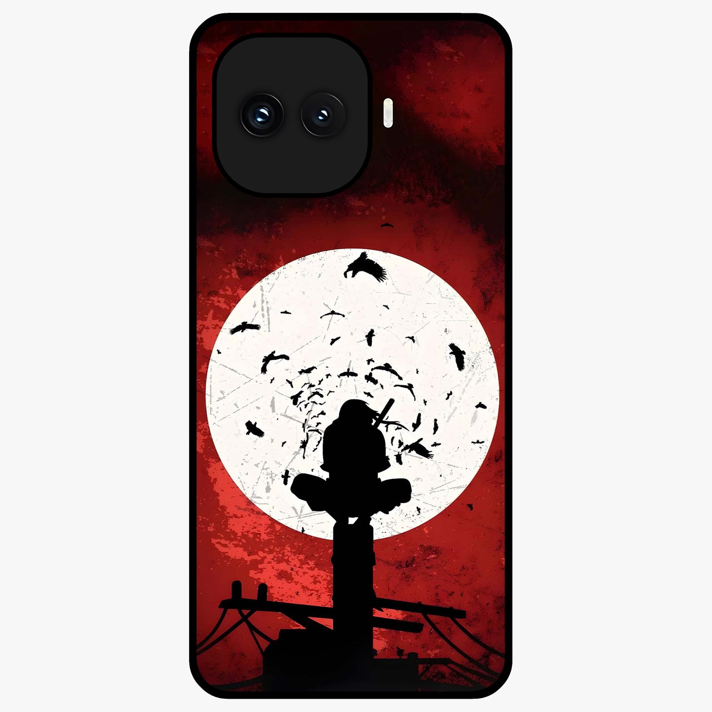 Itachi Limited Edition Naruto Anime Glass Case showing flat back view with iconic anime character artwork and glossy glass finish.