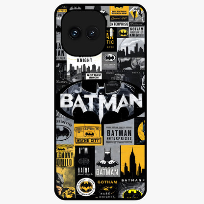 Knight Gotham Rise Glass Case showing flat back view with dark hero inspired artwork and glossy glass finish.