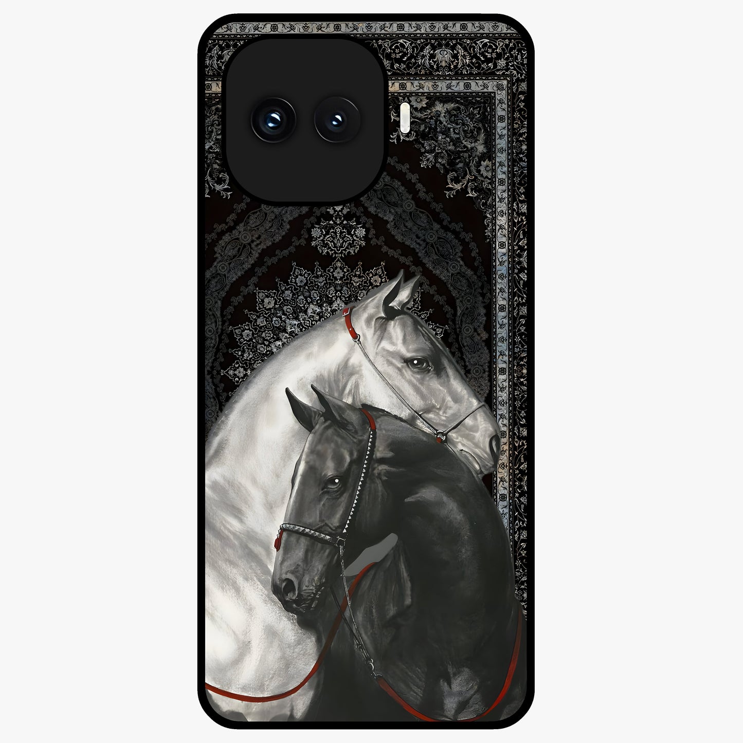 Majestic Ride Legacy Glass Case showing flat back view with powerful automotive inspired artwork and glossy glass finish.
