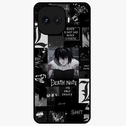 Midnight Chaos Mind Glass Case showing flat back view with abstract dark themed artwork and glossy glass finish.