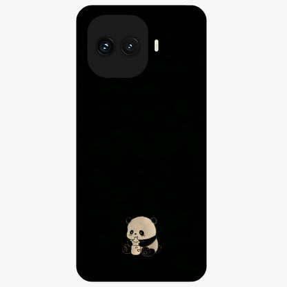 Midnight Panda Love Glass Case showing flat back view with cute panda themed artwork and glossy glass finish.