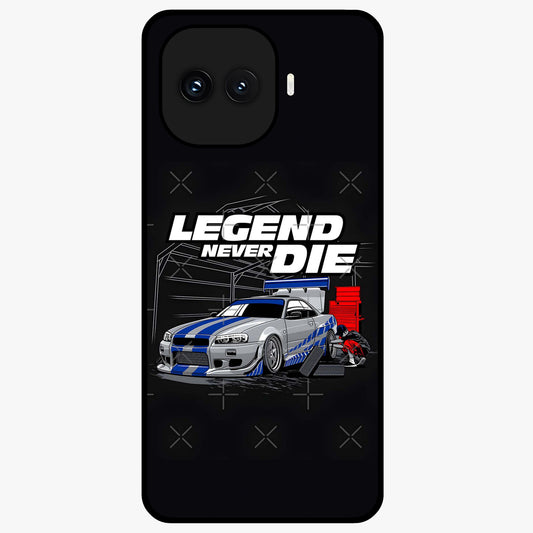 Midnight Racing Legacy Glass Case showing flat back view with sleek racing inspired artwork and glossy glass finish.