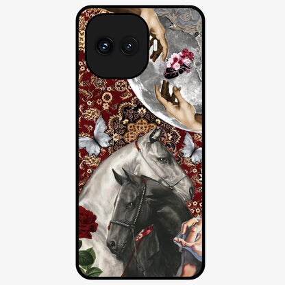 Moonlit Royal Stallion Glass Case showing flat back view with majestic horse under moonlight artwork and glossy glass finish.