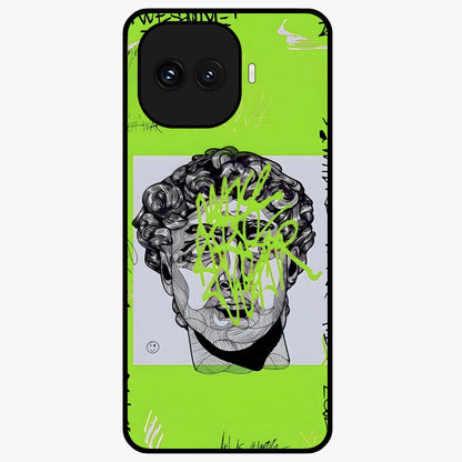 Neo Graffiti Rebellion Glass Case showing flat back view with vibrant graffiti artwork and glossy glass finish.
