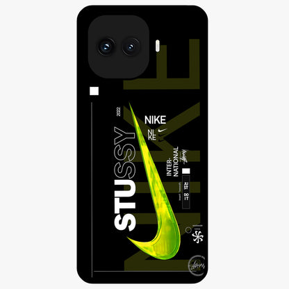 Neon Street Edition Glass Case showing flat back view with neon street style artwork and glossy glass finish.