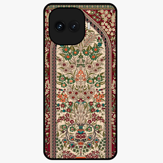 Persian Inspired Glass Case showing flat back view with ornate Persian style pattern artwork and glossy glass finish.