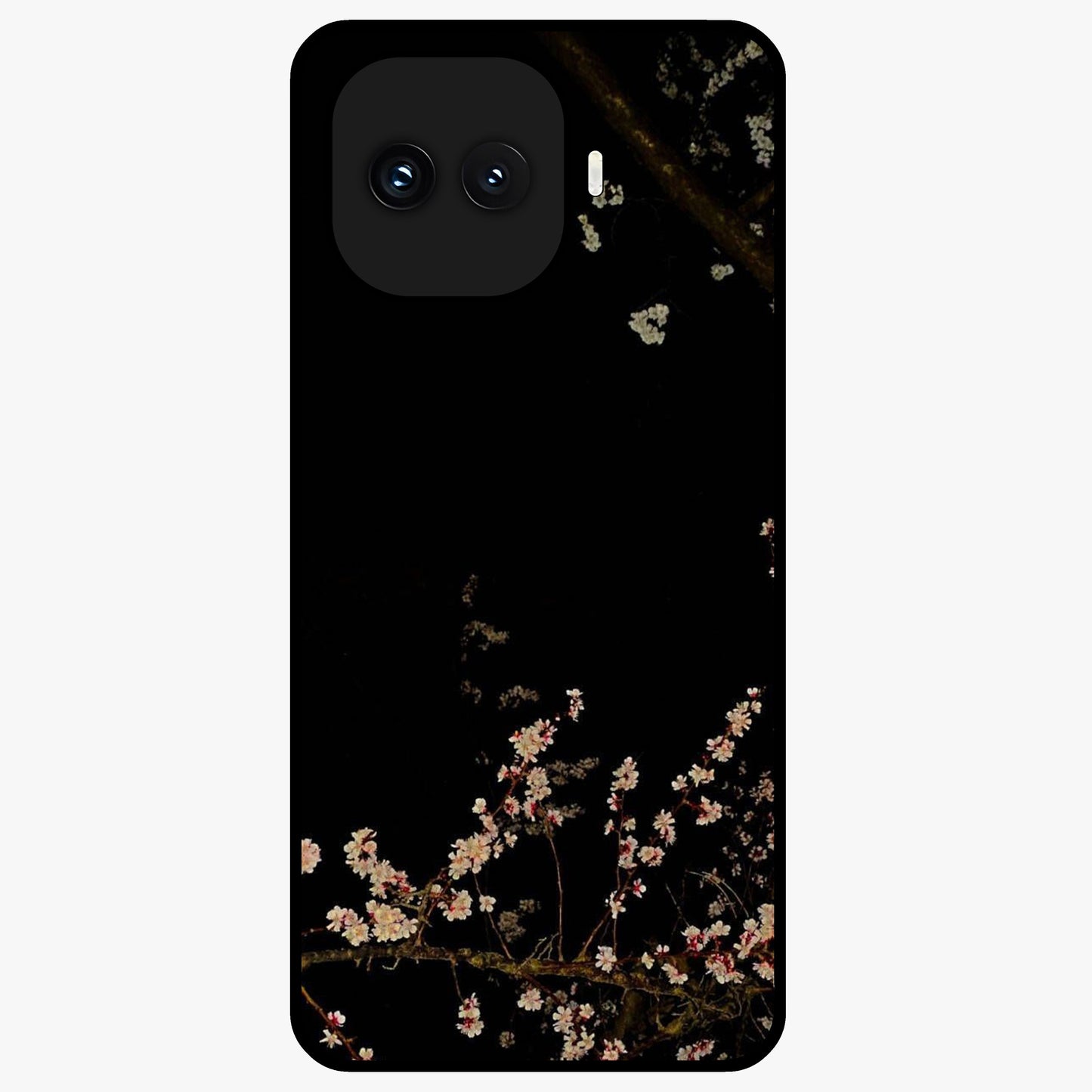Petal Moon Light With Custom Name Glass Case showing flat back view with floral moonlight artwork and personalized name design.