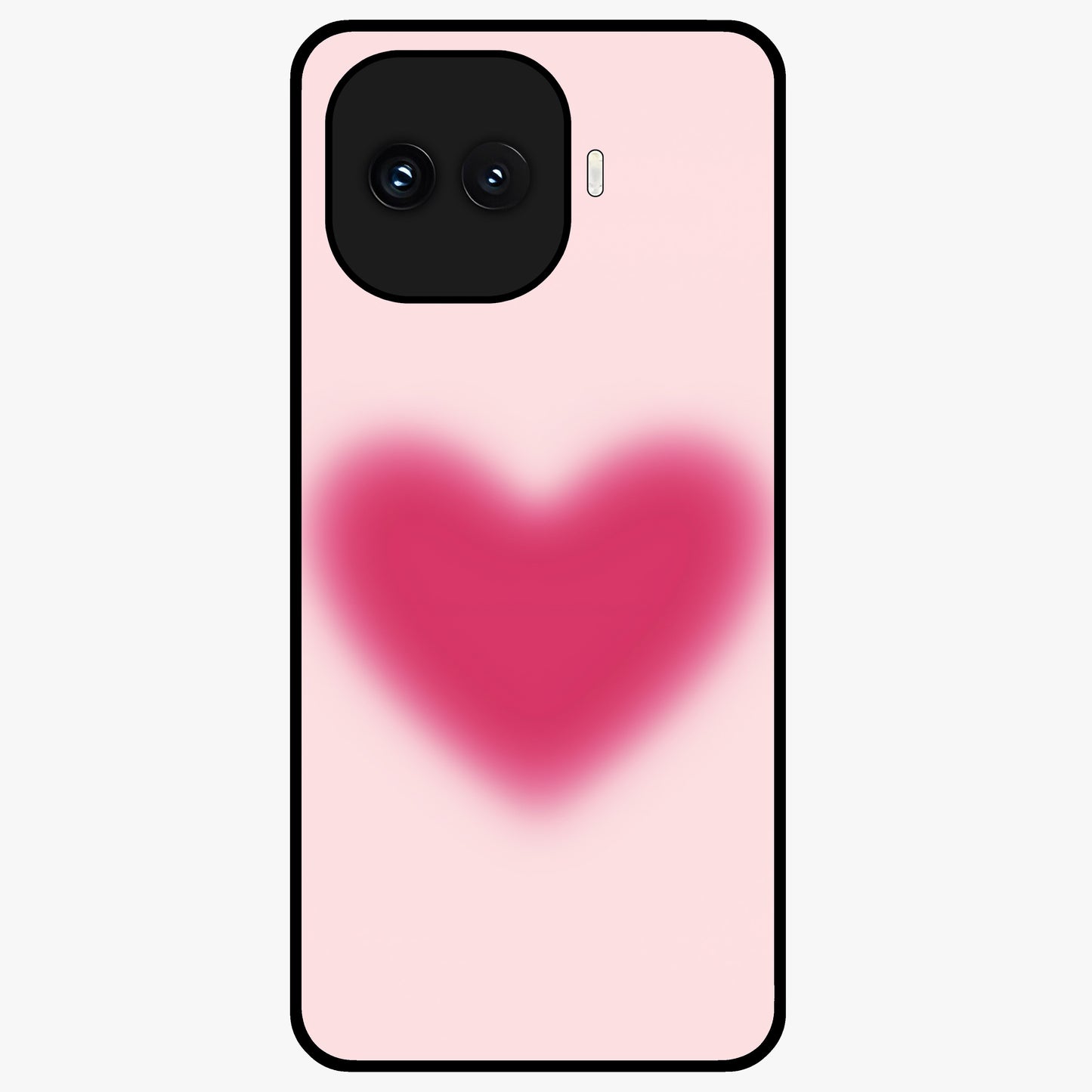 Pink Aura Heart Glass Case showing flat back view with glowing heart artwork and glossy glass finish.