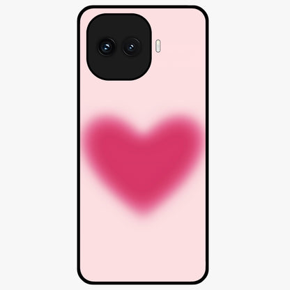 Pink Aura Heart Glass Case showing flat back view with glowing heart artwork and glossy glass finish.