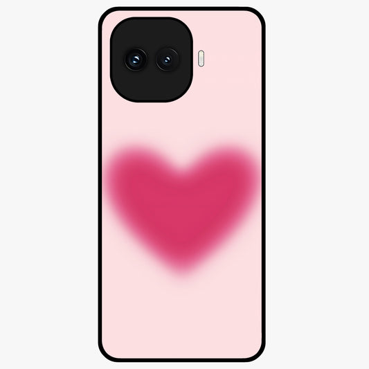 Pink Aura Heart Glass Case showing flat back view with glowing heart artwork and glossy glass finish.