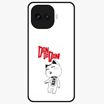 Playful Spirit Charm Glass Case showing flat back view with cheerful charm themed artwork and glossy glass finish.