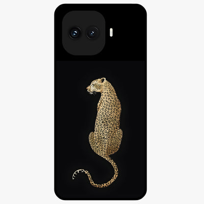 Regal Leopard Glass Case showing flat back view with bold leopard artwork and glossy glass finish.