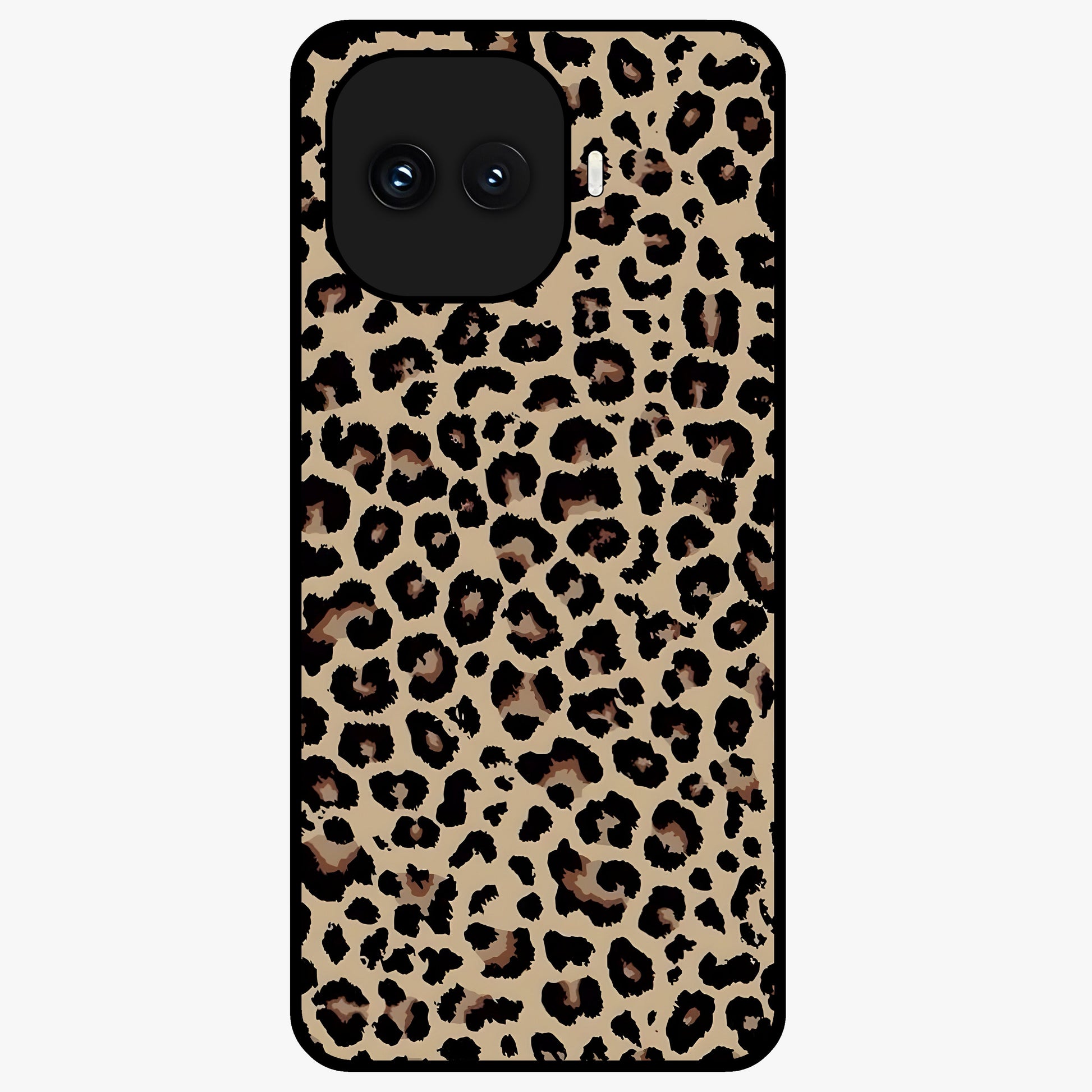 Savage Chic Pattern Glass Case showing flat back view with stylish patterned artwork and glossy glass finish.