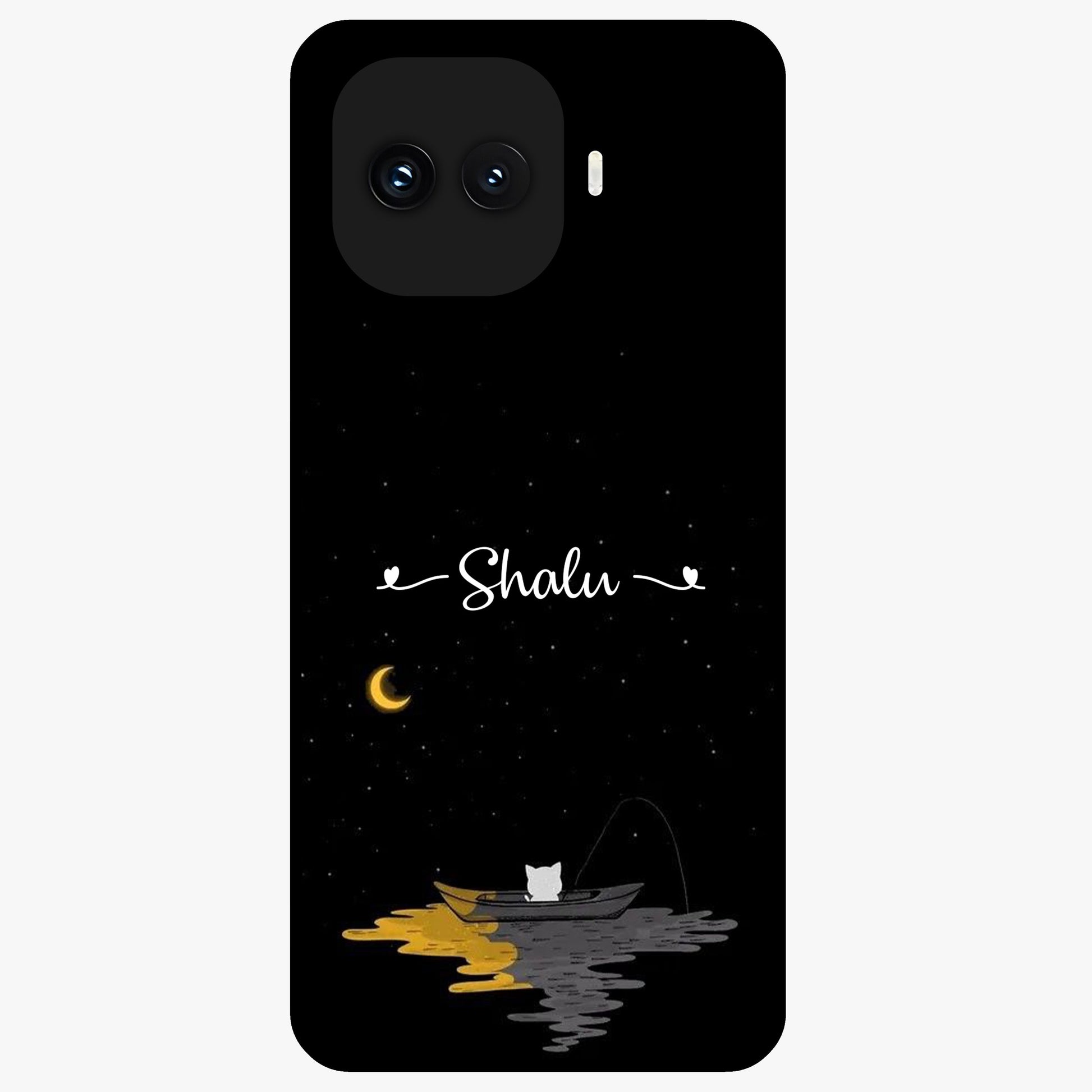 Silent Night Row Glass Case showing flat back view with calm night themed artwork and glossy glass finish.