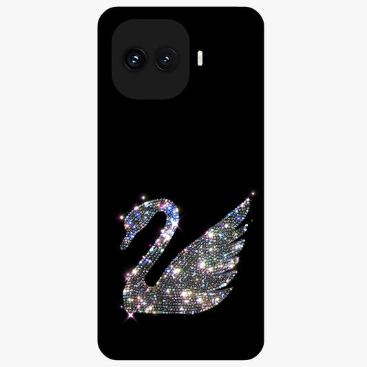 Starlit Swan Grace Glass Case showing flat back view with graceful swan artwork under starry sky and glossy glass finish.
