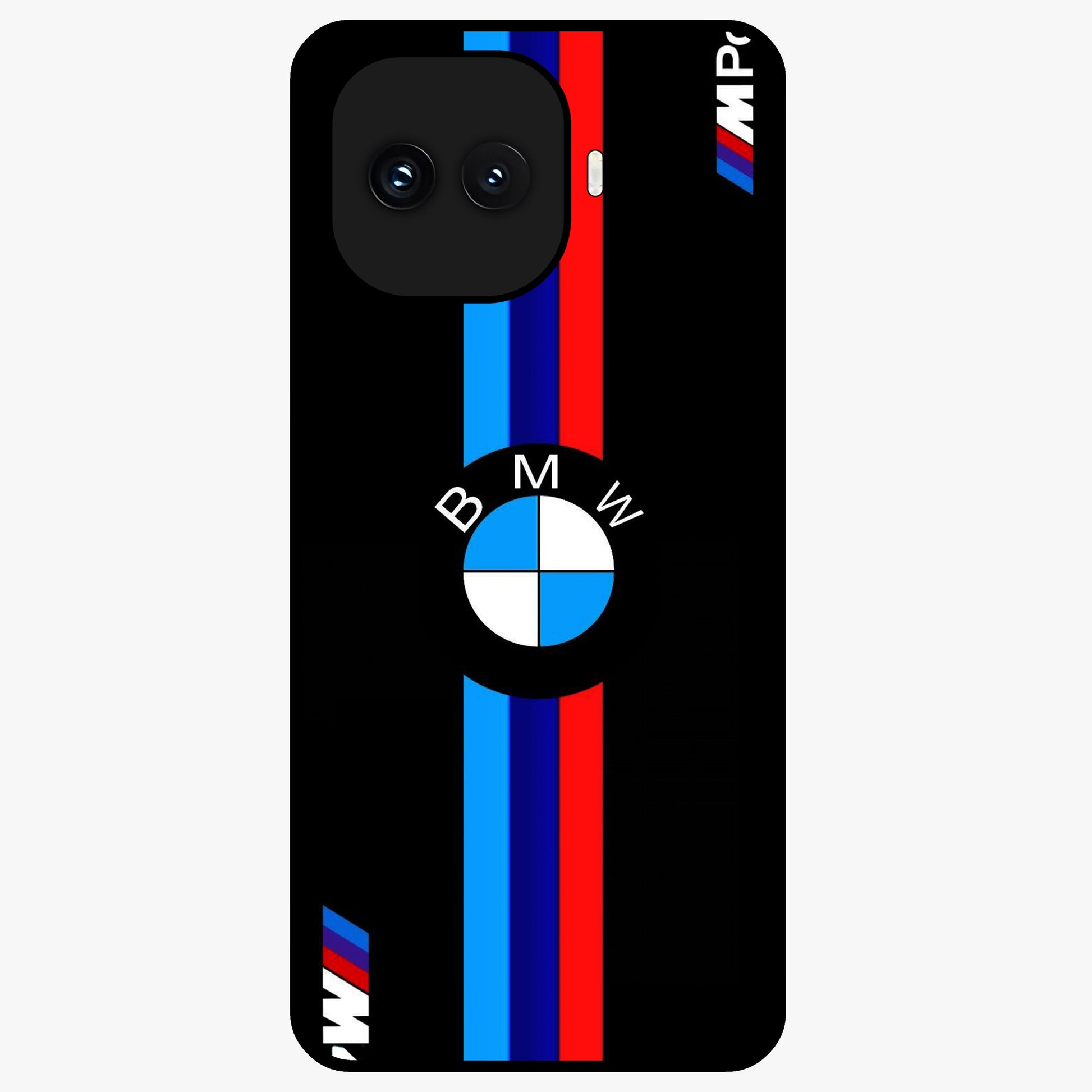 Turbo BMW Beast Glass Case showing flat back view with high performance sports car artwork and glossy glass finish.