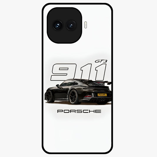 Turbo Legacy Icon Glass Case showing flat back view with iconic sports car inspired artwork and glossy glass finish.