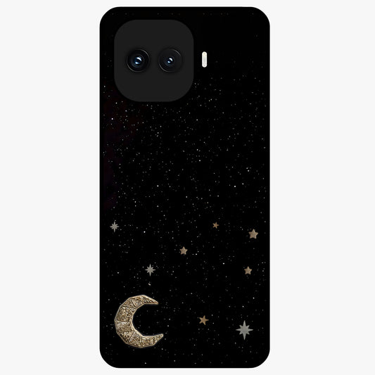 Twinkle Star With Half Moon Glass Case showing flat back view with star and half moon artwork and glossy glass finish.