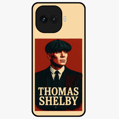 Vintage Mafia Authority Glass Case showing flat back view with bold vintage mafia inspired artwork and glossy glass finish.