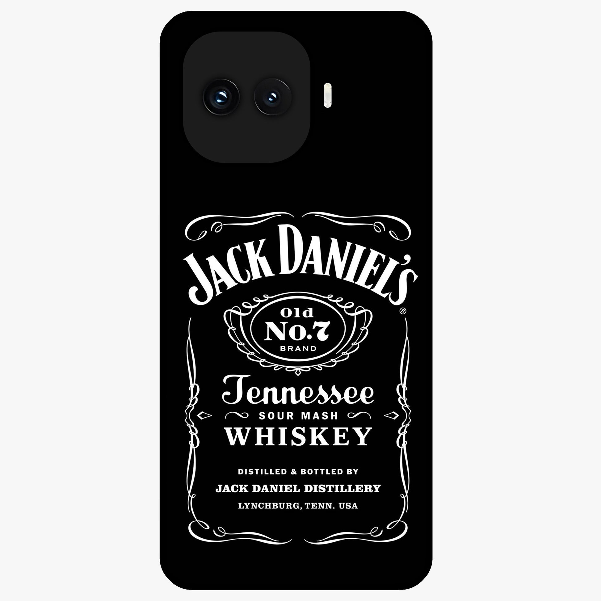 Vintage Whiskey Heritage Glass Case showing flat back view with classic whiskey inspired artwork and glossy glass finish.