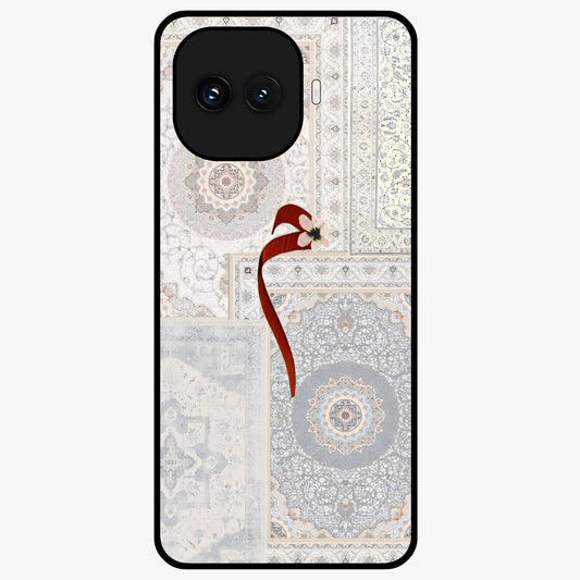 White Aesthetic Bow Glass Case showing flat back view with minimal bow artwork and glossy glass finish.