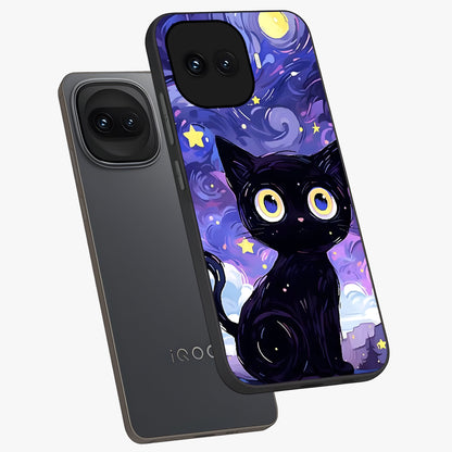 Abstract Cat Art Glass Case displayed in angled mockup highlighting modern abstract cat artwork and sleek glass surface.