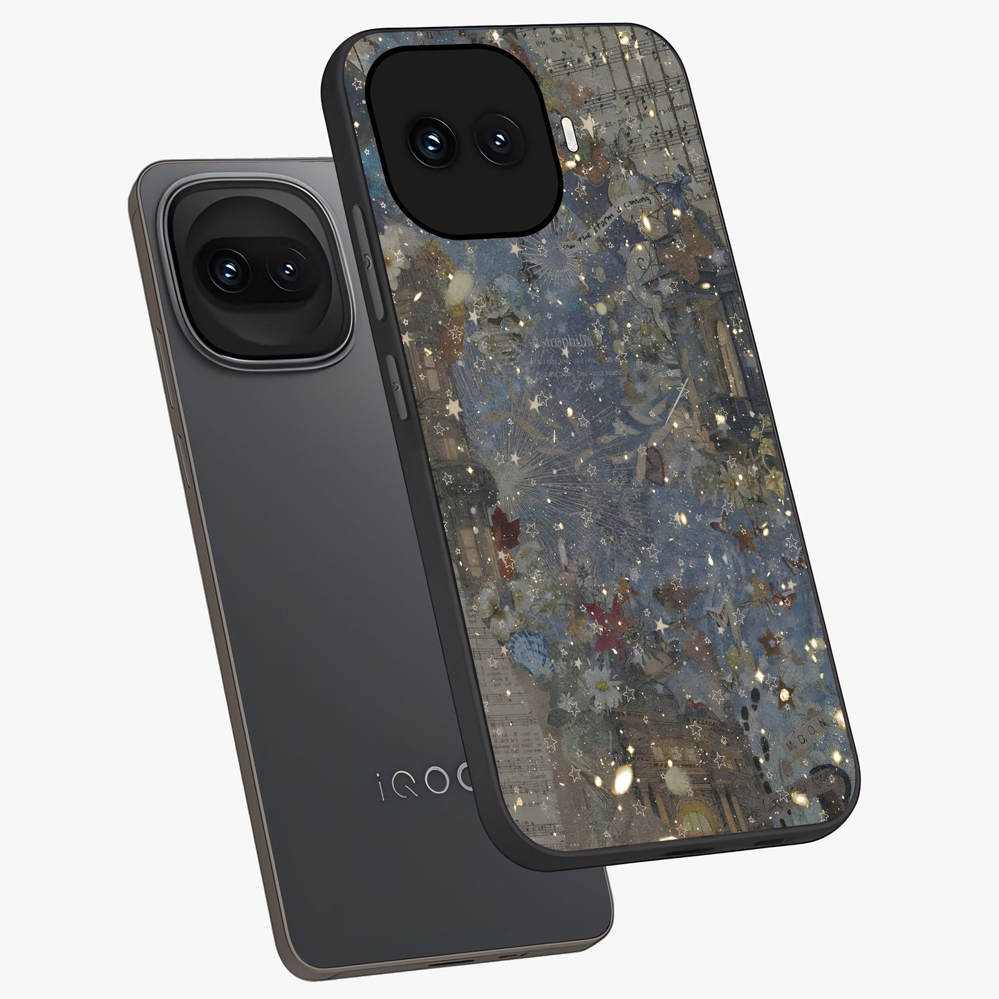 Aesthetic Astrolophia Glass Case displayed in angled mockup highlighting artistic aesthetic elements and smooth glass surface.