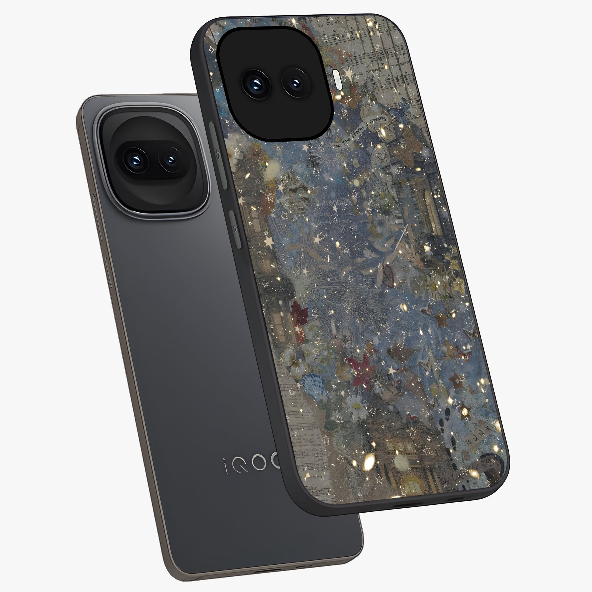 Aesthetic Astrolophia Glass Case displayed in angled mockup highlighting artistic aesthetic elements and smooth glass surface.