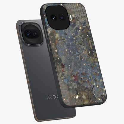 Aesthetic Astrolophia Glass Case displayed in angled mockup highlighting artistic aesthetic elements and smooth glass surface.