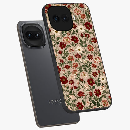 Biege Flower With Leaf Glass Case displayed in angled mockup highlighting minimal floral leaf design and elegant aesthetic.