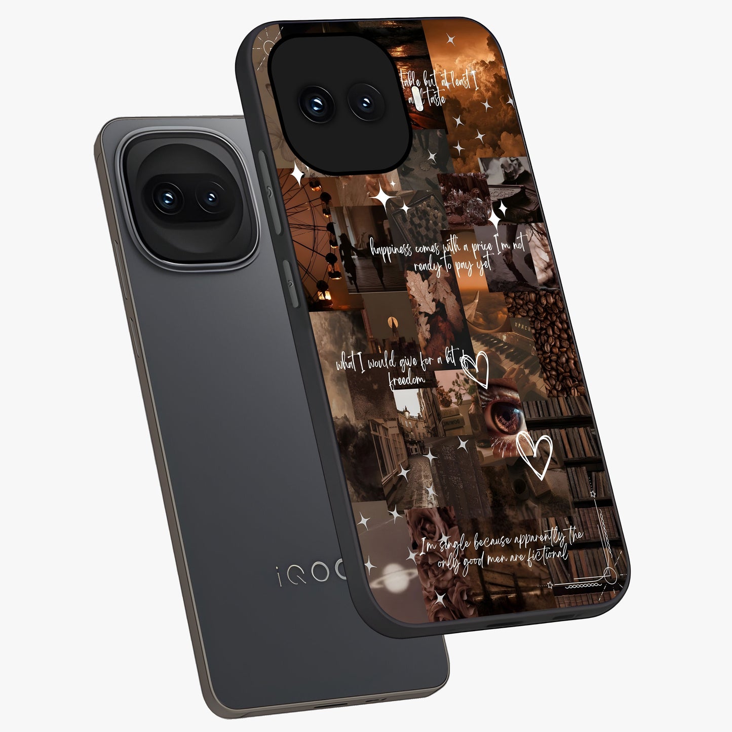 Bittersweet Aesthetic Chaos Glass Case displayed in angled mockup highlighting expressive abstract artwork and edgy aesthetic theme.
