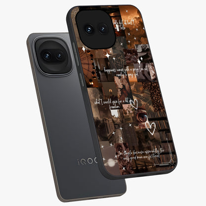 Bittersweet Aesthetic Chaos Glass Case displayed in angled mockup highlighting expressive abstract artwork and edgy aesthetic theme.