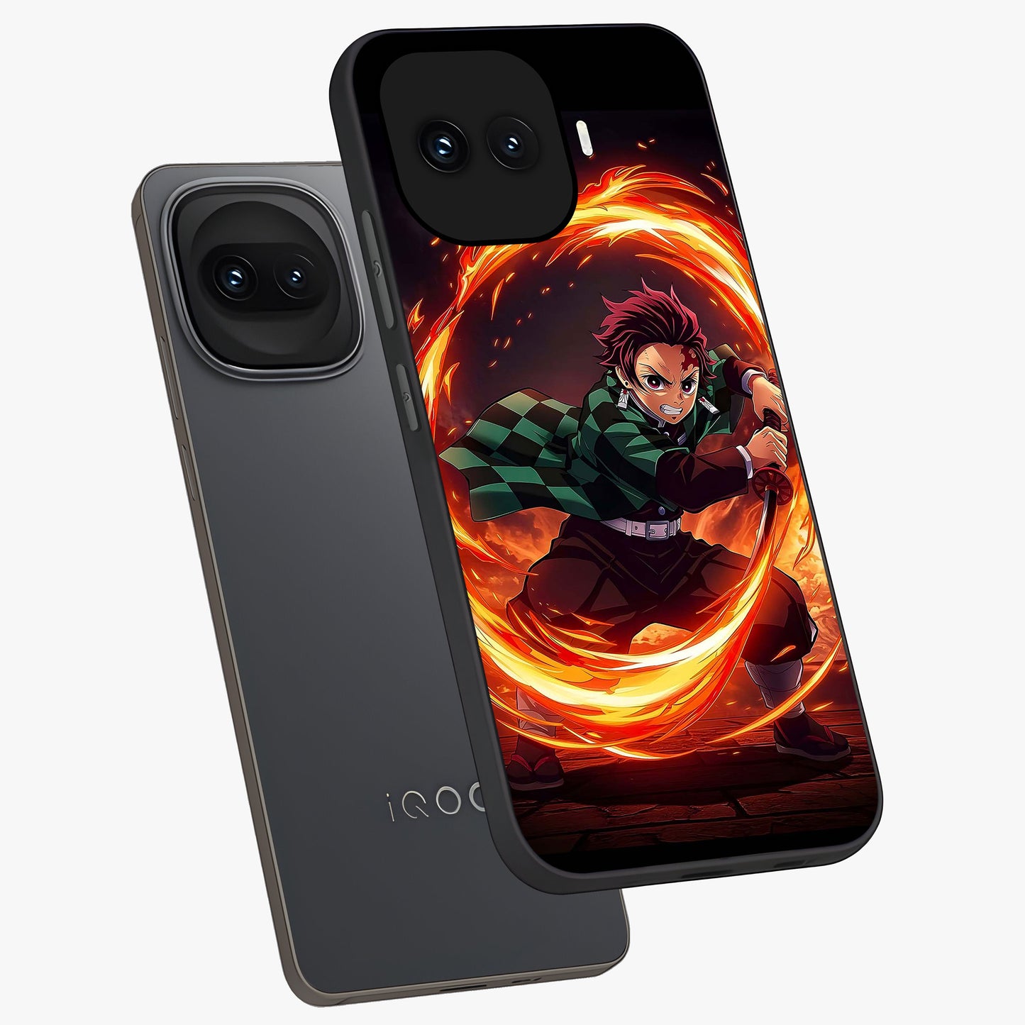 Blazing Sword Resolve Glass Case displayed in angled mockup highlighting powerful sword illustration and bold fantasy theme.
