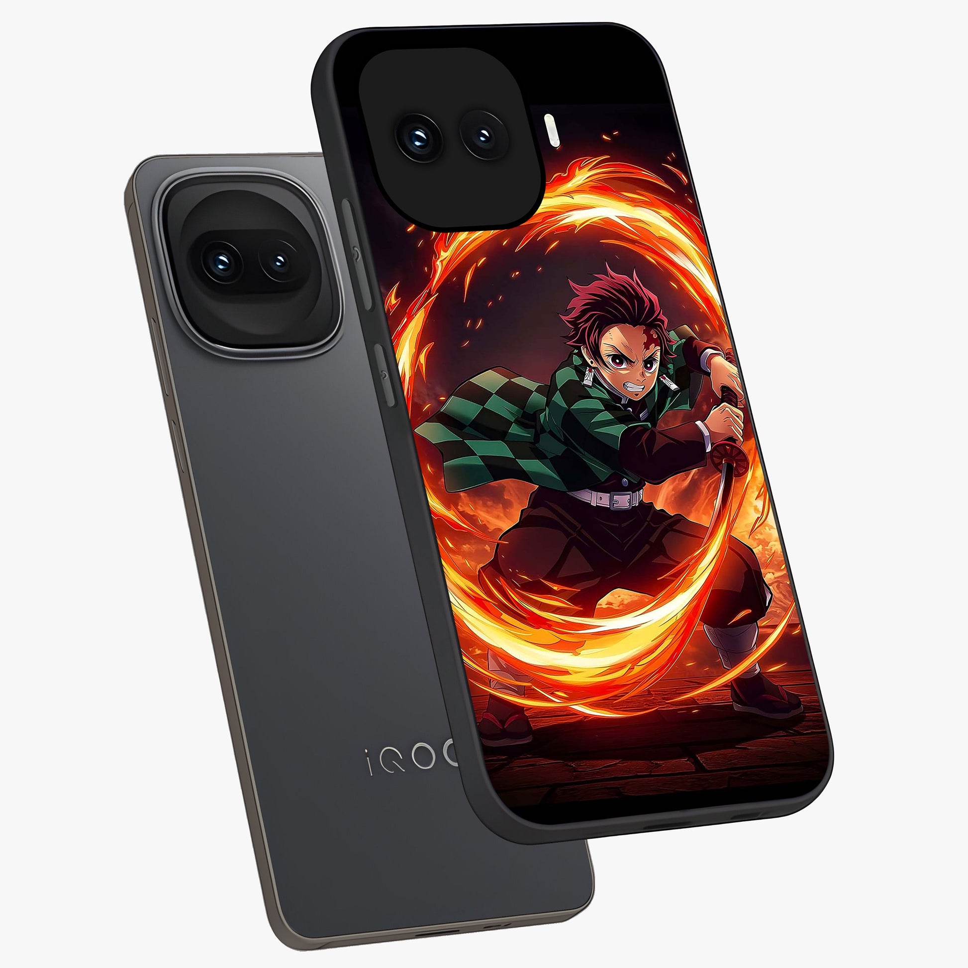 Blazing Sword Resolve Glass Case displayed in angled mockup highlighting powerful sword illustration and bold fantasy theme.