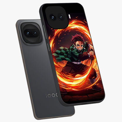 Blazing Sword Resolve Glass Case displayed in angled mockup highlighting powerful sword illustration and bold fantasy theme.